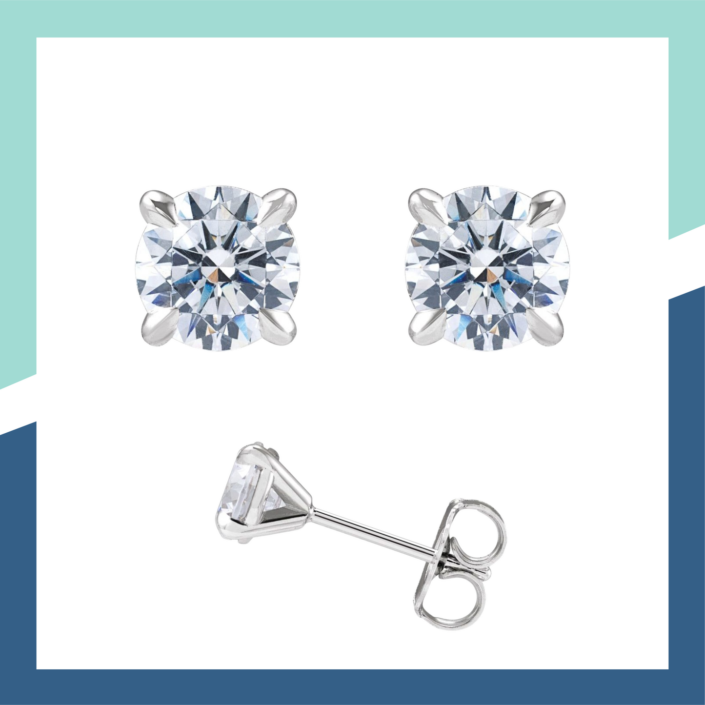Lab-Grown Diamond Cocktail-Style Stud Earrings 14K White 1 CTW